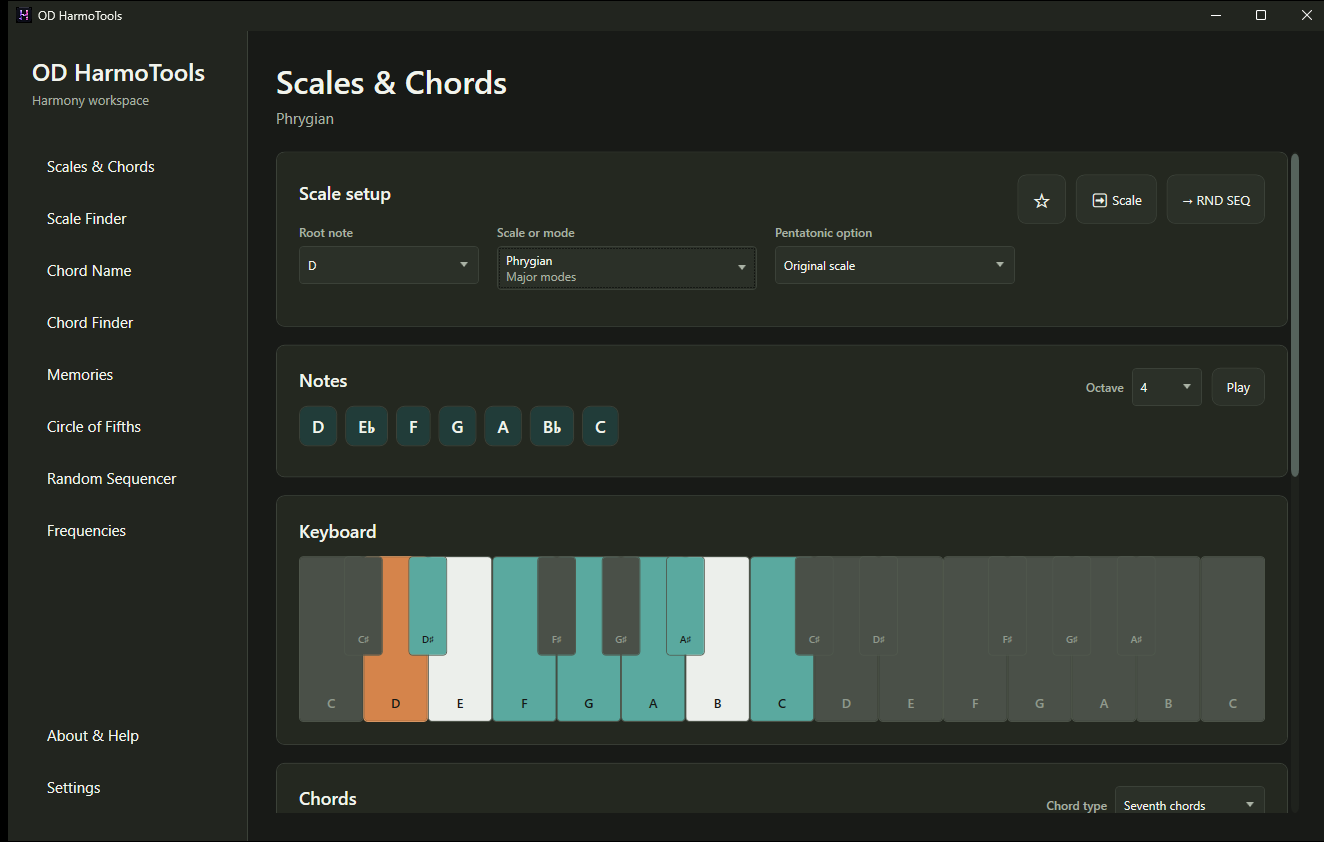 Scales and chords in OD HarmoTools