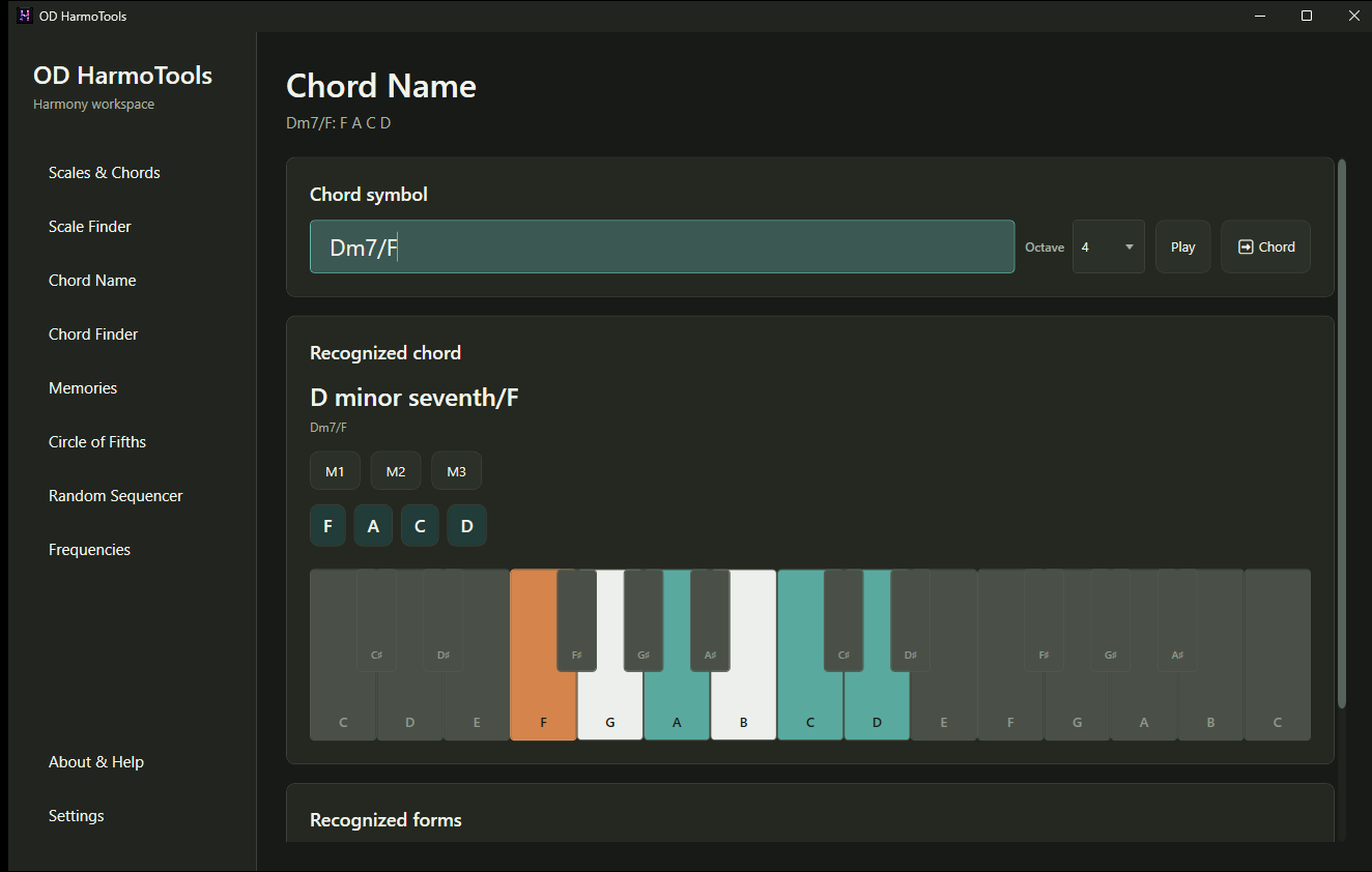 A chord symbol entered in OD HarmoTools