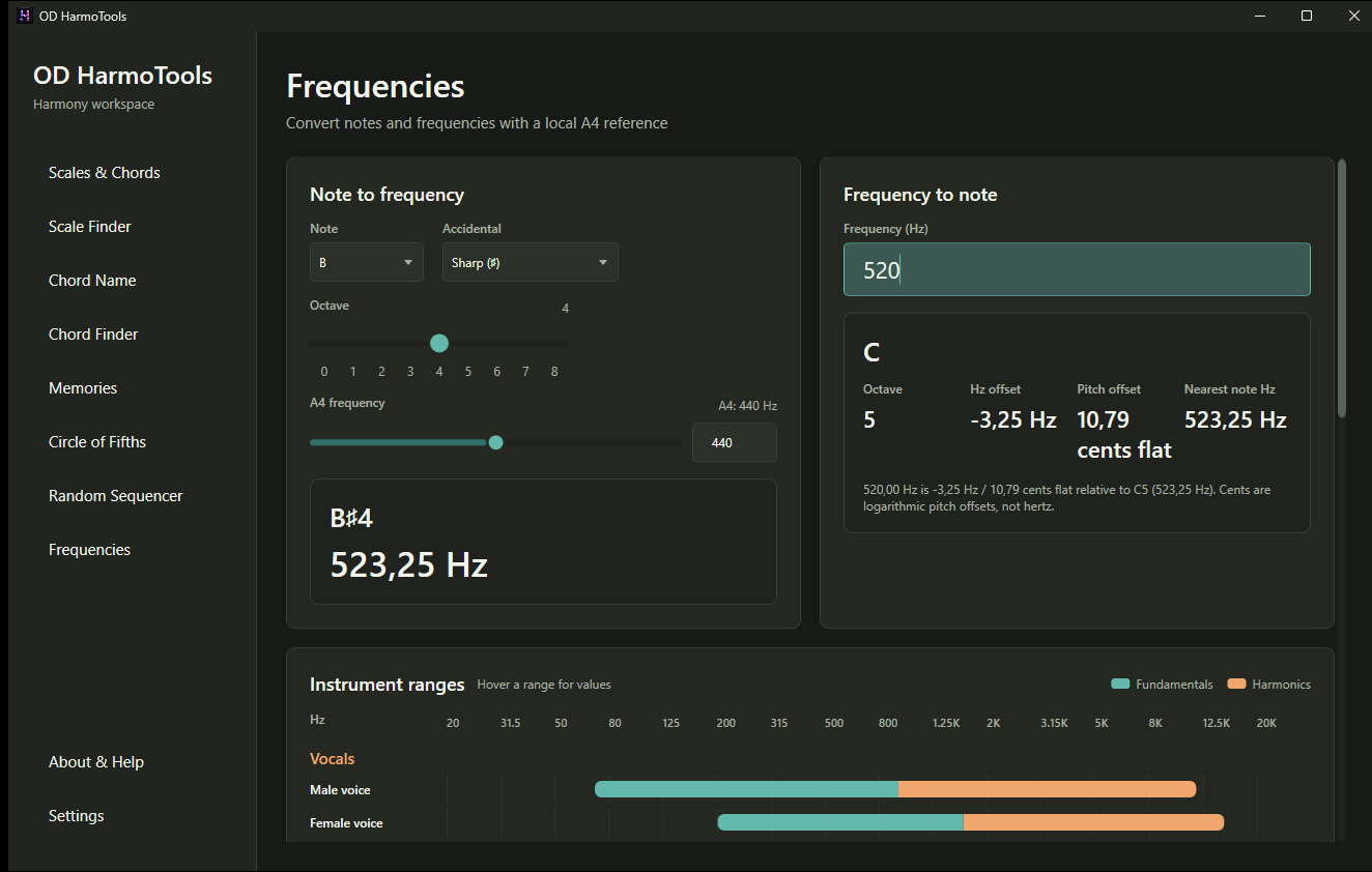 Note frequency calculator