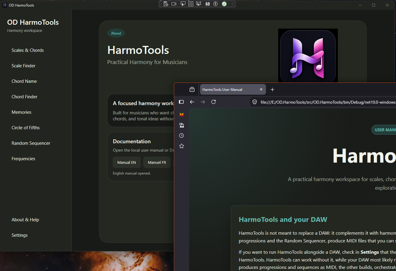 About page and user manual